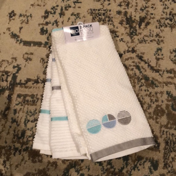 The Big One Bath New The Big One Hand Towels 2 Pack White Blue Grey